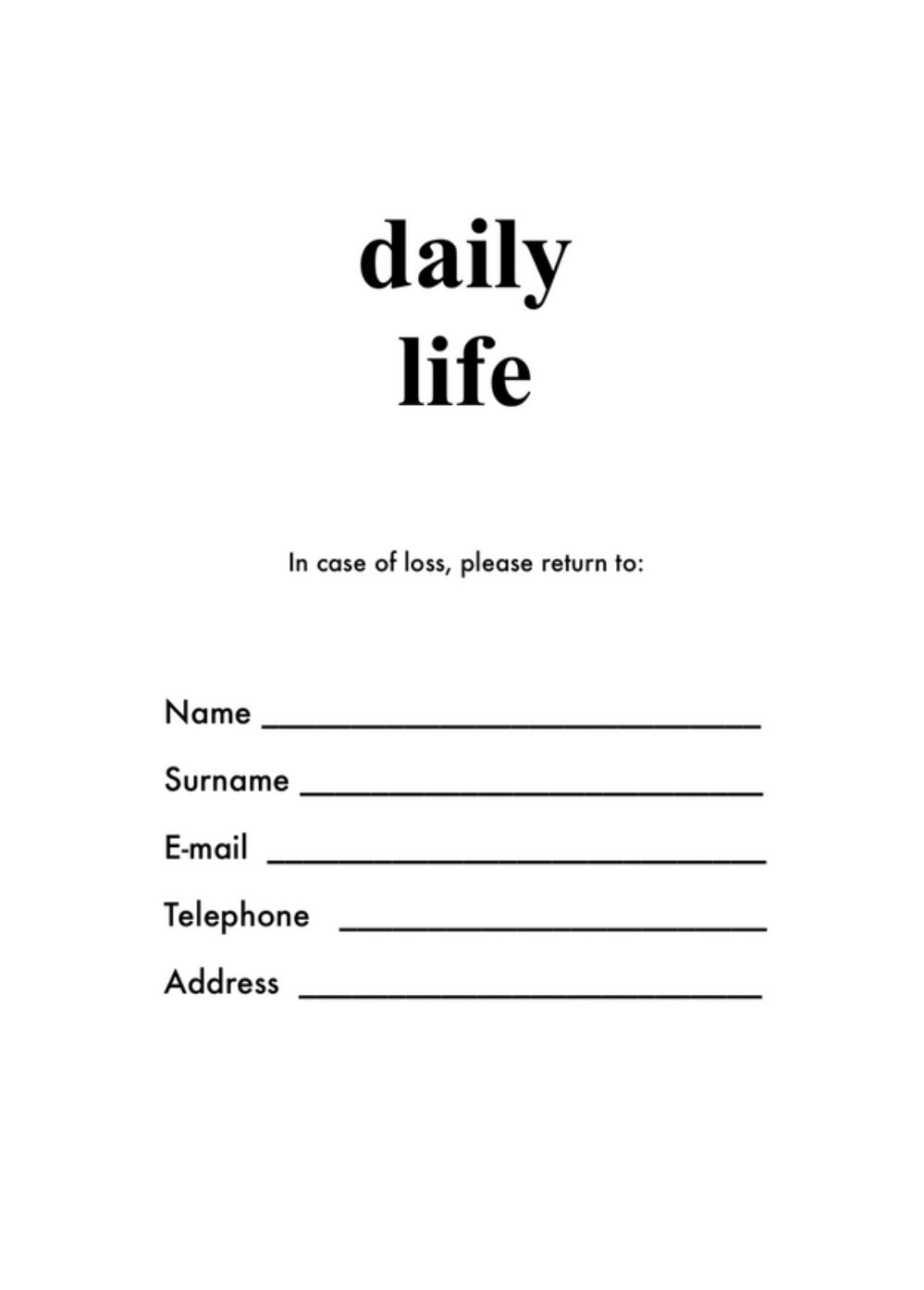 DAILY LIFE 2025 AGENDA